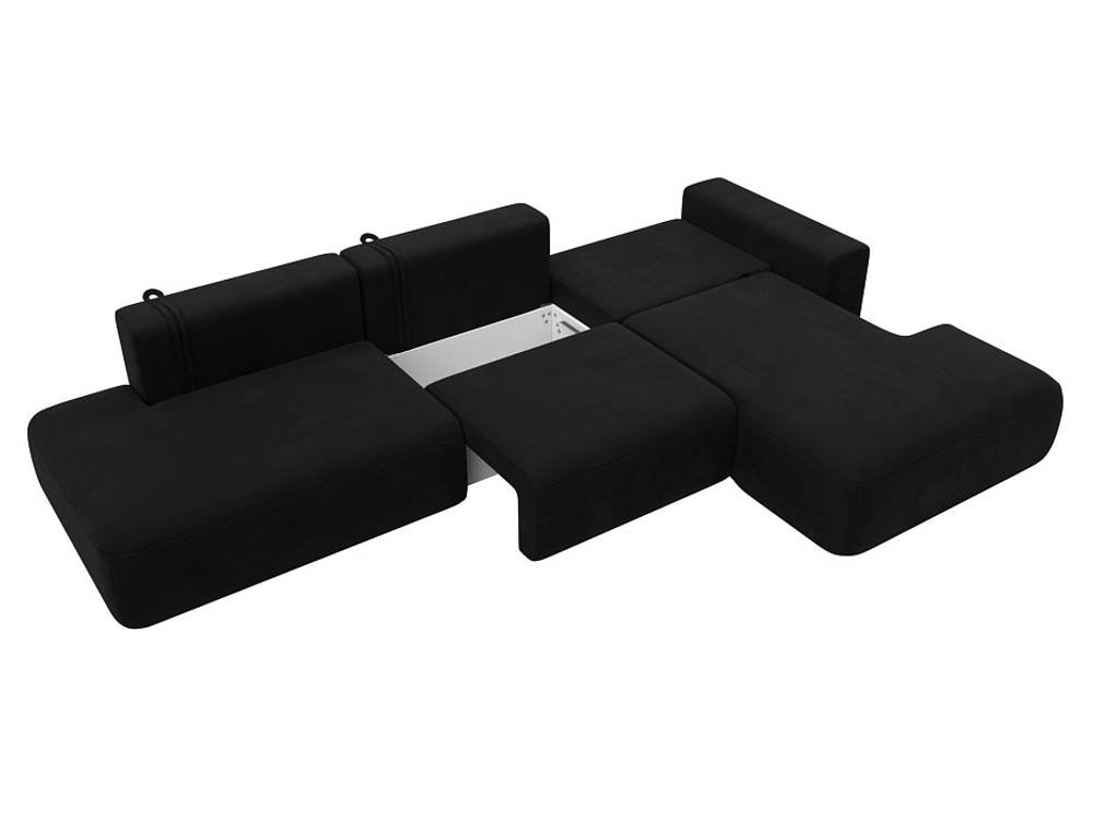 Диван угловой Лига-036 НПБ Модерн Лонг правый угол МИКРОВЕЛЬВЕТ Черный