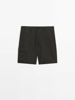 Massimo Dutti 100% льняные шорты-бермуды, зеленый