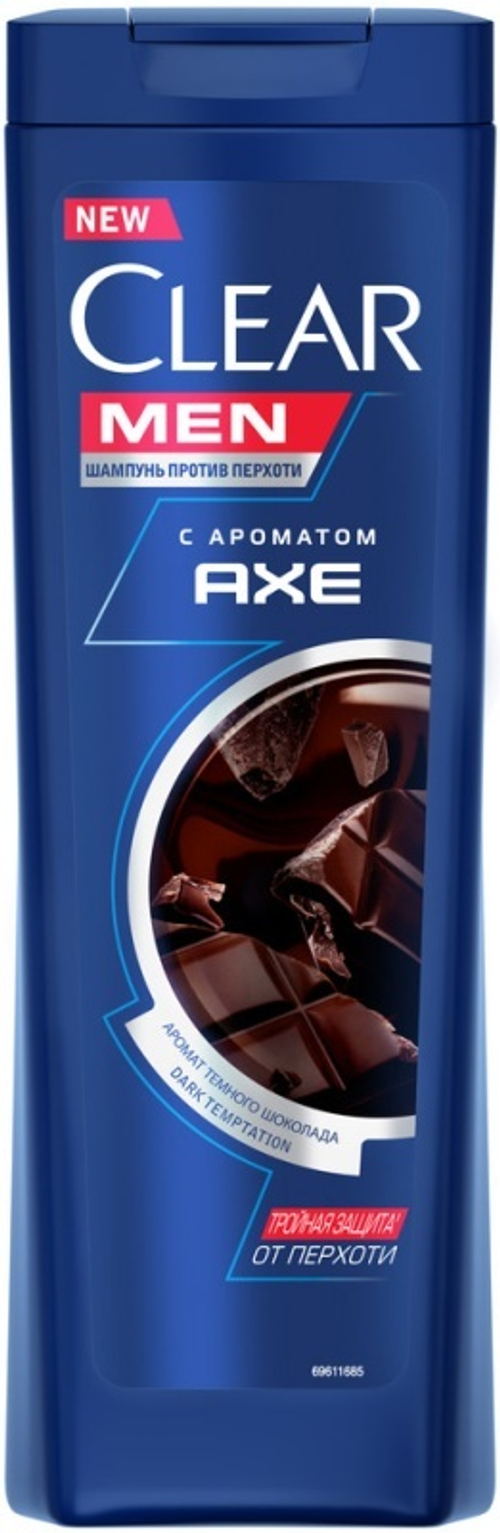 CLEAR Men Шампунь мужской против перхоти Axe Dark Temptation с ароматом темного шоколада, 380 мл (6553)