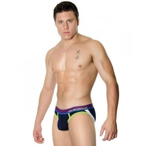 Мужские трусы джоки синие Andrew Christian Almost Naked Jock Neon Navy  AC82