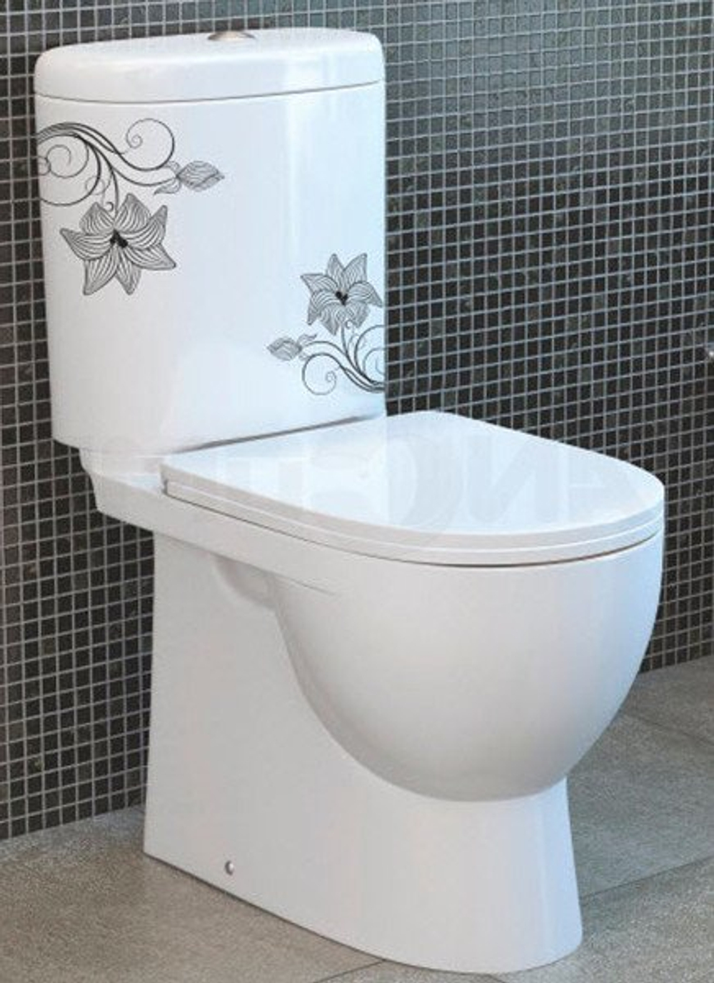 Унитаз-компакт Sanita Luxe Art Flora  с сиденьем микролифт