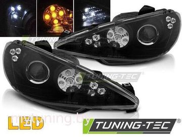 Фары передние Peugeot 206 02-ANGEL EYES BLACK LED