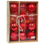 Новогодние шары «Волшебство ночи» 8 см (набор 12 шт), Красный