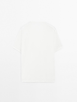 Massimo Dutti Легкая футболка из 100% хлопка, кремовый