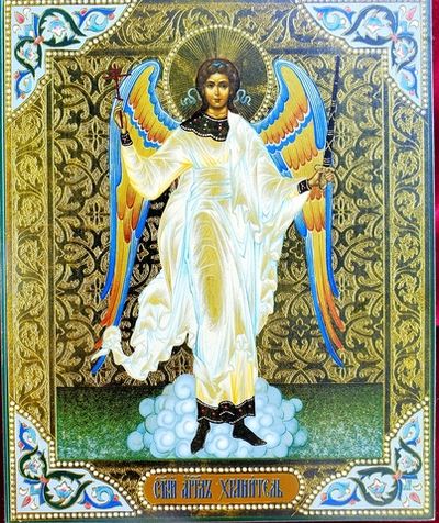 Икона Ангел Хранитель на дереве на левкасе