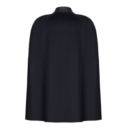 Кейп укороченный из кашемира с кожаными вставками