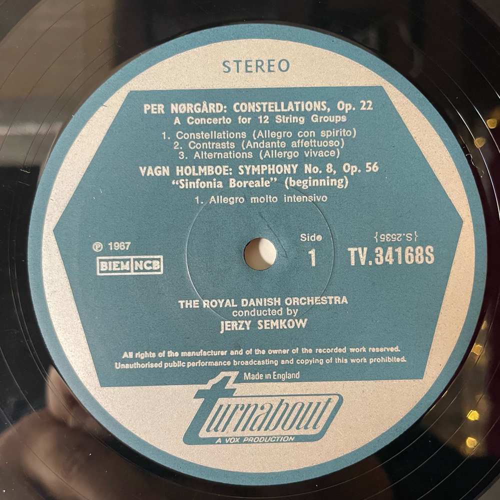 Винтажная виниловая пластинка Vagn Holmboe, Per Norgard, The Royal Danish Orchestra, Jerzy Semkow Symphony No. 8 Sinfonia Boreale, Constellations (Англия 1969)
