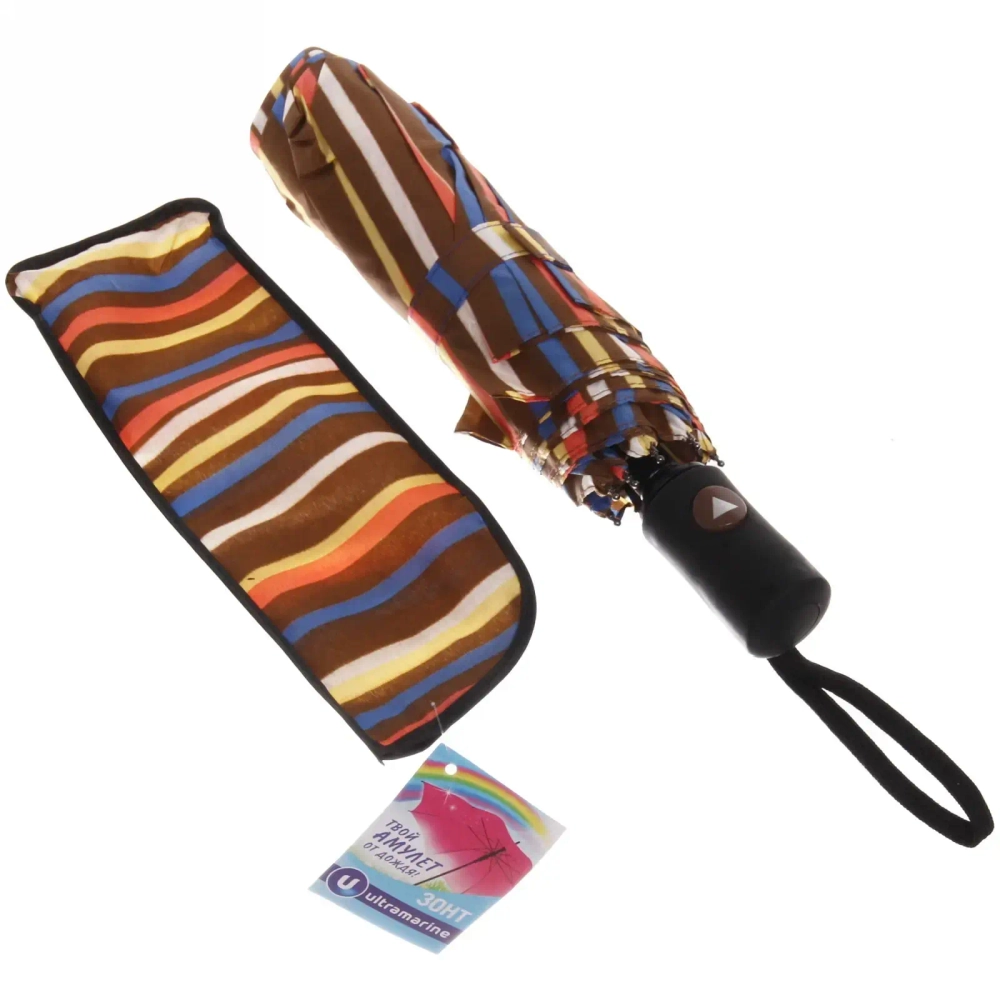 Зонт женский полуавтомат «Ultramarine- Артемида», микс 6 цветов, 8 спиц, d-100см, длина в слож. виде 28см, голубые цветы