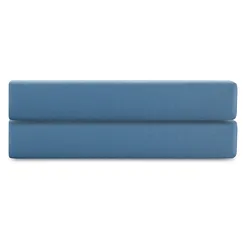 Простыня на резинке из премиального сатина джинсово-синего цвета из коллекции essential,  160х200х30