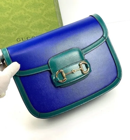 Маленькая сумка на плечо Gucci Horsebit 1955 бирюзовый/синий