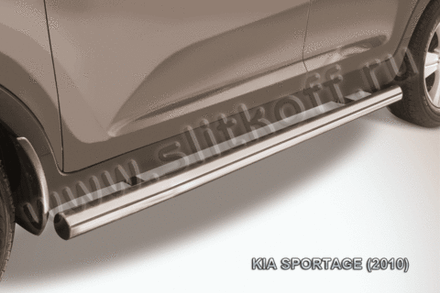 Пороги из нержавейки Kia Sportage (2010-2016) d76 труба (черный цвет)