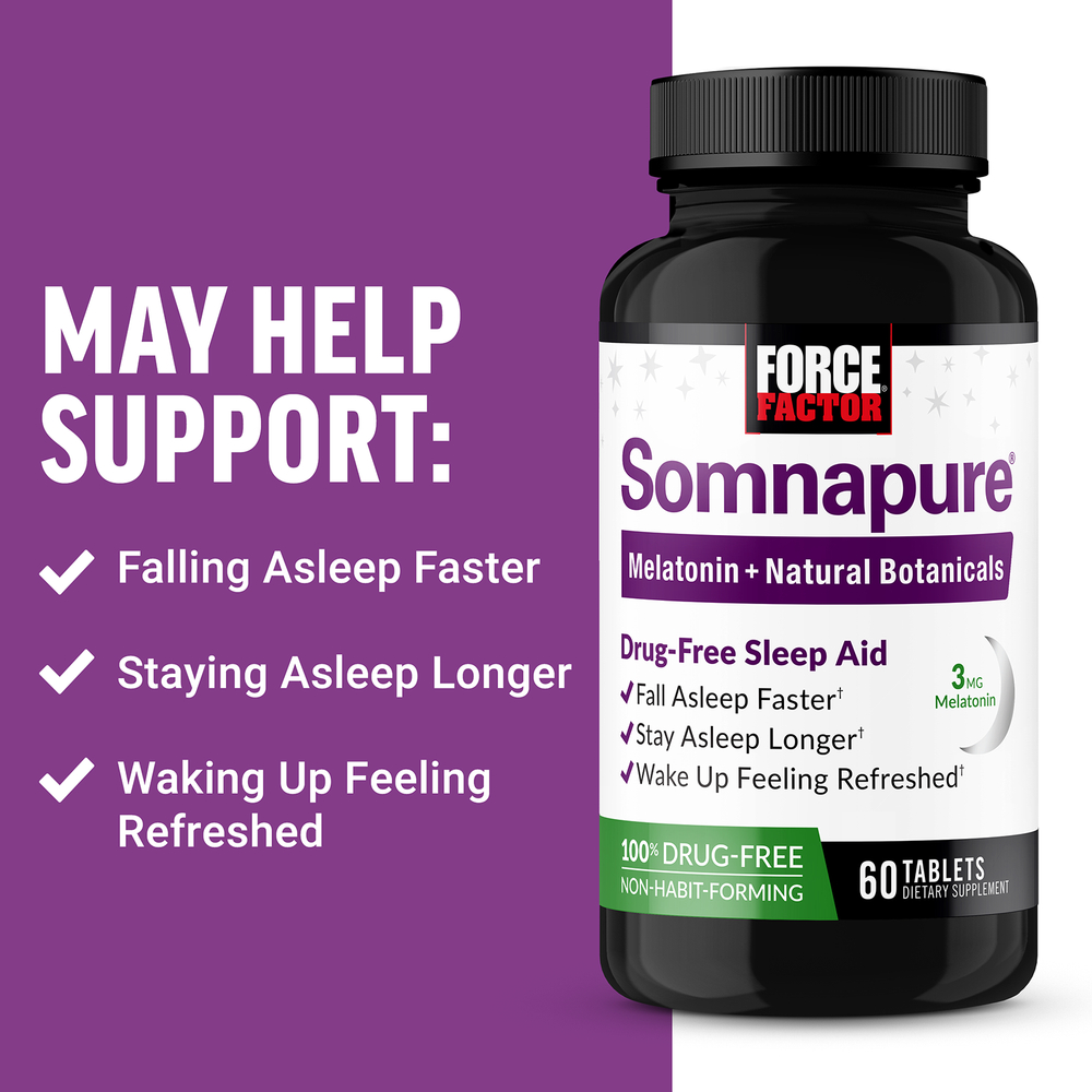 Force Factor, Somnapure®, добавка для поддержки сна без наркотических веществ, 60 таблеток