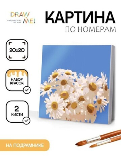 Картина по номерам на подрамнике Draw Me! «Field daisies», (20*20 см)