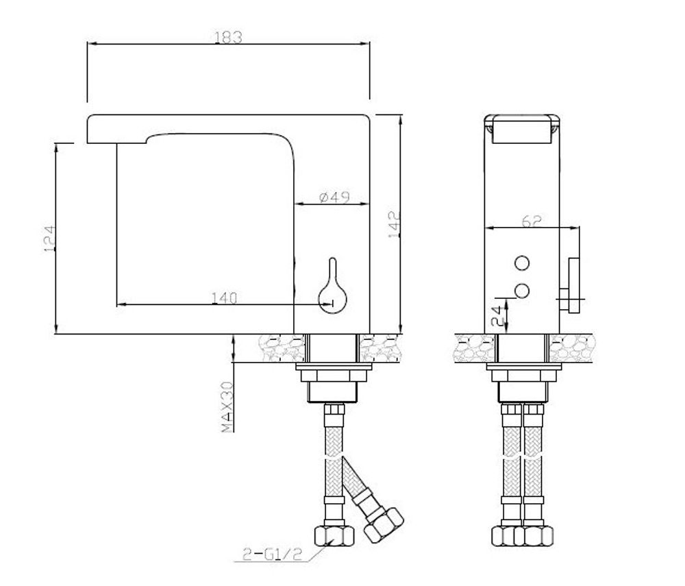 Смеситель сенсорный для раковины или столешницы LEED расход латунь NOFER 07260M.LB глянцевый