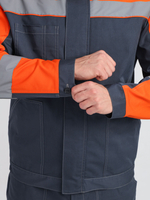 Костюм Бриготек-1 СОП (тк.Смесовая,260) брюки, т.серый/оранжевый