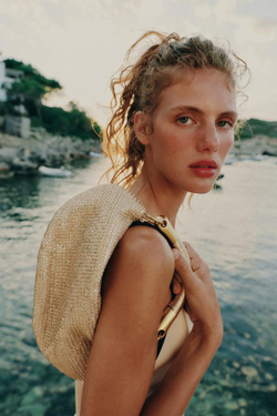 ZARA СУМКА С МЕТАЛЛИЧЕСКИМ БЛЕСКОМ, ЗОЛОТИСТЫЙ