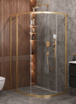 Душевой уголок Cezares MOLVENO-RH-1-120/90-C-BORO-IV, 120х90х195, профиль брашированное золото, прозрачное стекло