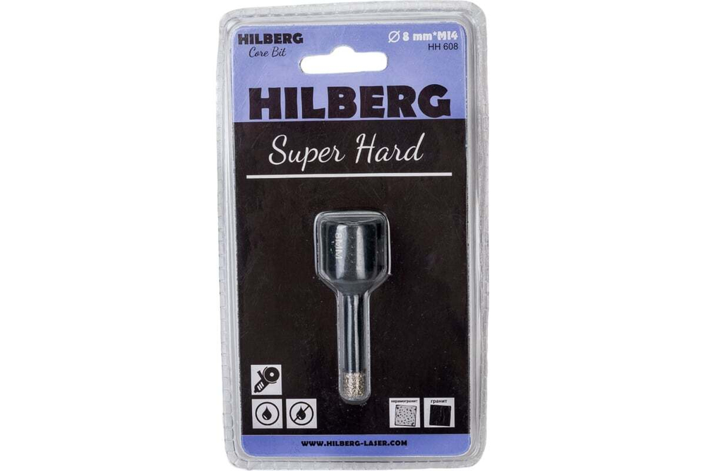 8 Коронка алмазная Hilberg Super Hard, М14, С ТЕХНИЧЕСКИМ ВОСКОМ8*35 mm