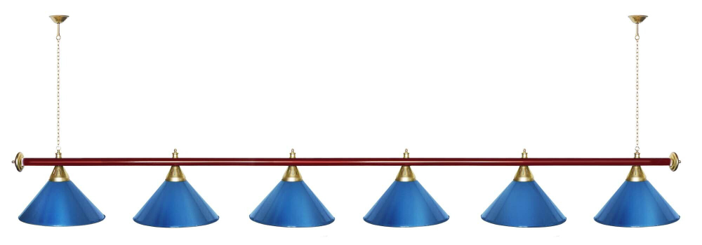 Лампа STARTBILLIARDS 6 пл. (плафоны зеленые,штанга зеленая,фурнитура золото)