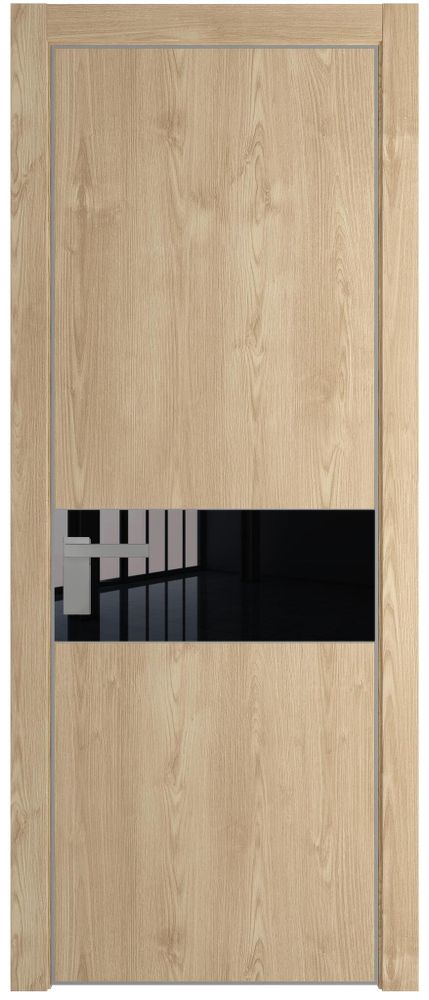 Дверь ProfilDoors (Профиль Дорс) Модель 17NA / Цвет Каштан натуральный / Стекло Lacobel Черный лак / Профиль Серебро