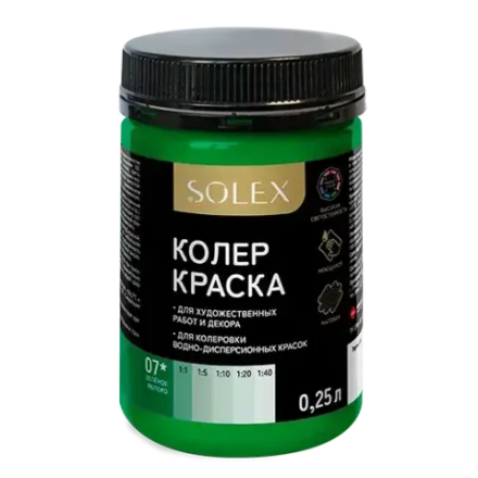 SOLEX  Колер-краска 2в1 №07 Зеленое яблоко 0,25л (ИжСинтез)