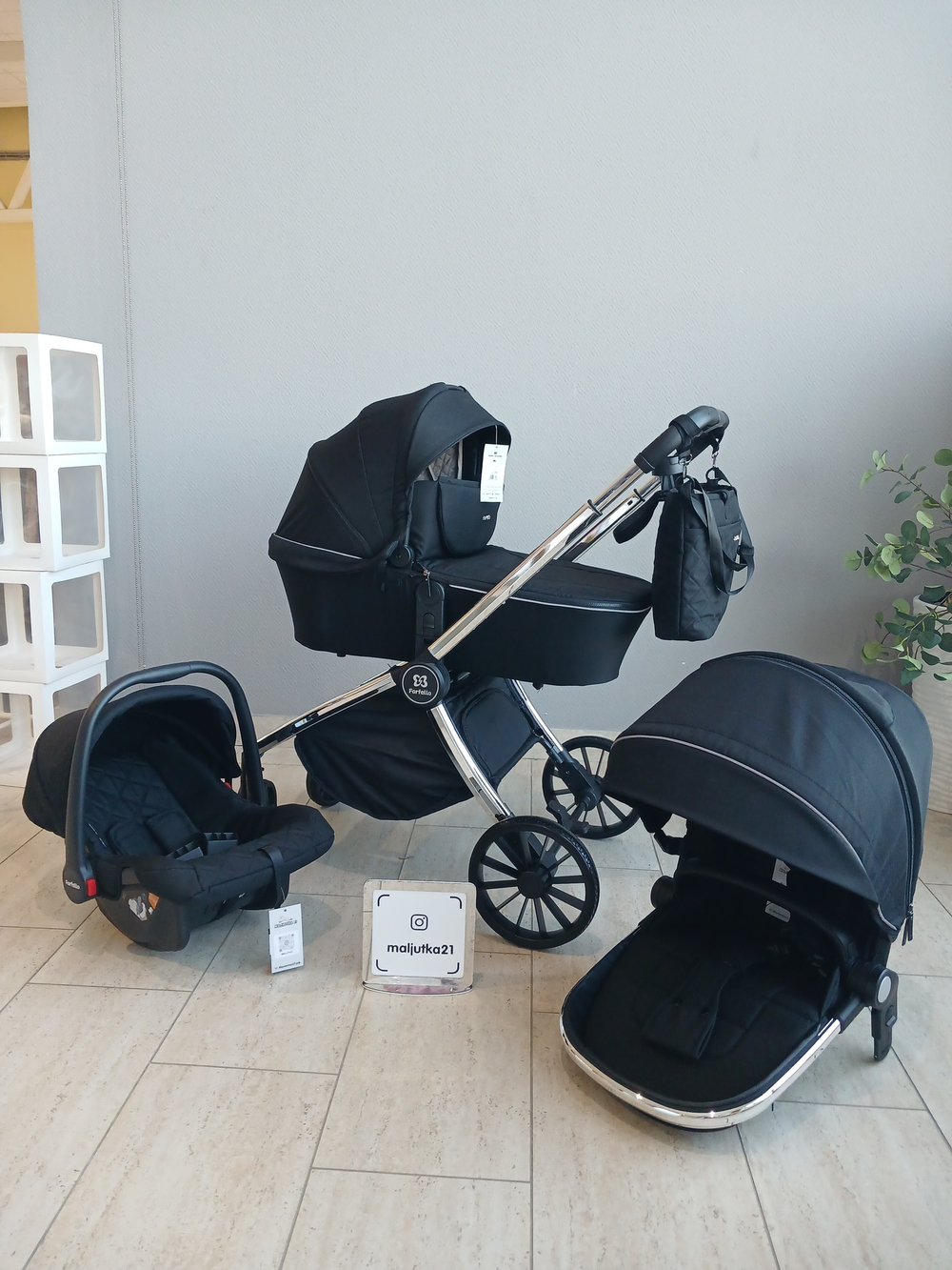 Коляска модульная  3в1 Baby shell (Black/Silver Chrome BBS-007)