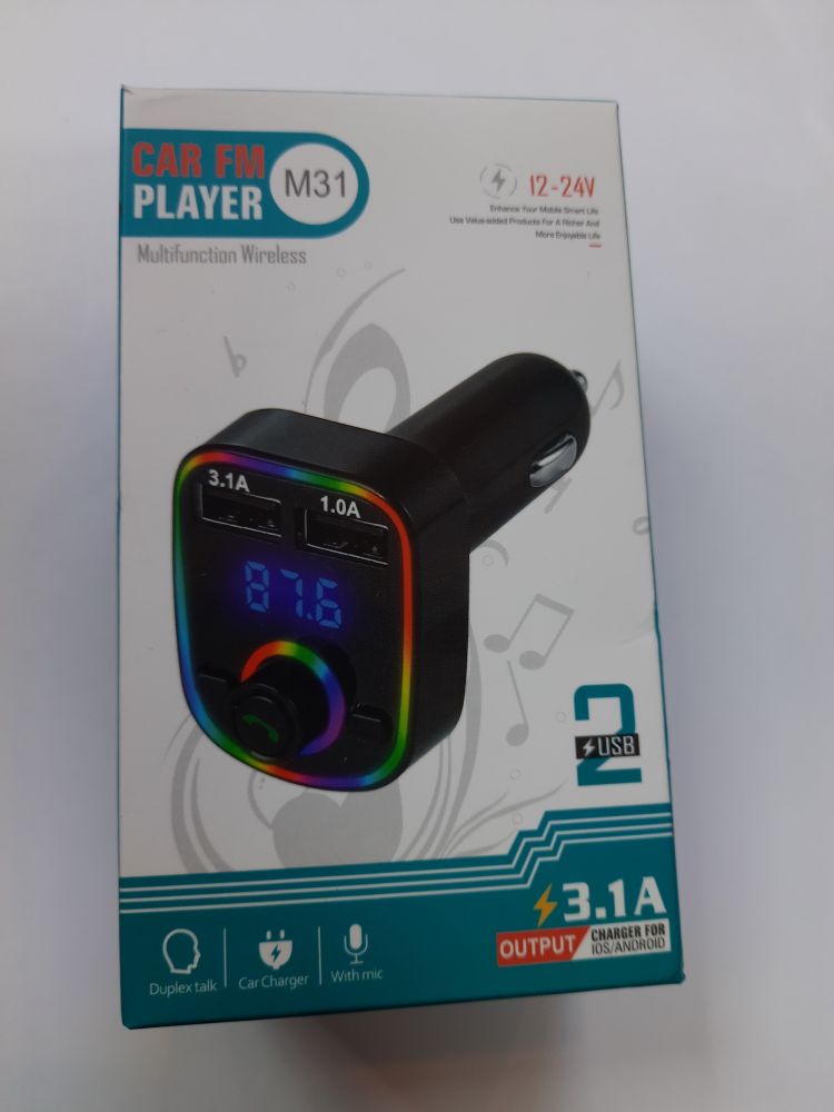 Авто FM трансмиттер M31 Bluetooth 5.0+EDR/2USB3.1А