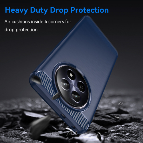 Чехол синего цвета с дизайном под карбон на Realme 12 5G, серия Carbon от Caseport