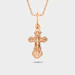 Крест женский православный из розового золота 585 пробы без вставок (арт. 3071)