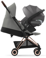 Коляска Cybex Coya Rosegold Frame Cloud T i-Size Mirage Grey Plus Sepia Black с дождевиком и бампером