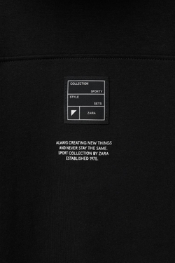 ZARA СПОРТИВНАЯ ТОЛСТОВКА НА МОЛНИИ ИЗ ТКАНИ ИНТЕРЛОК, ЧЕРНЫЙ