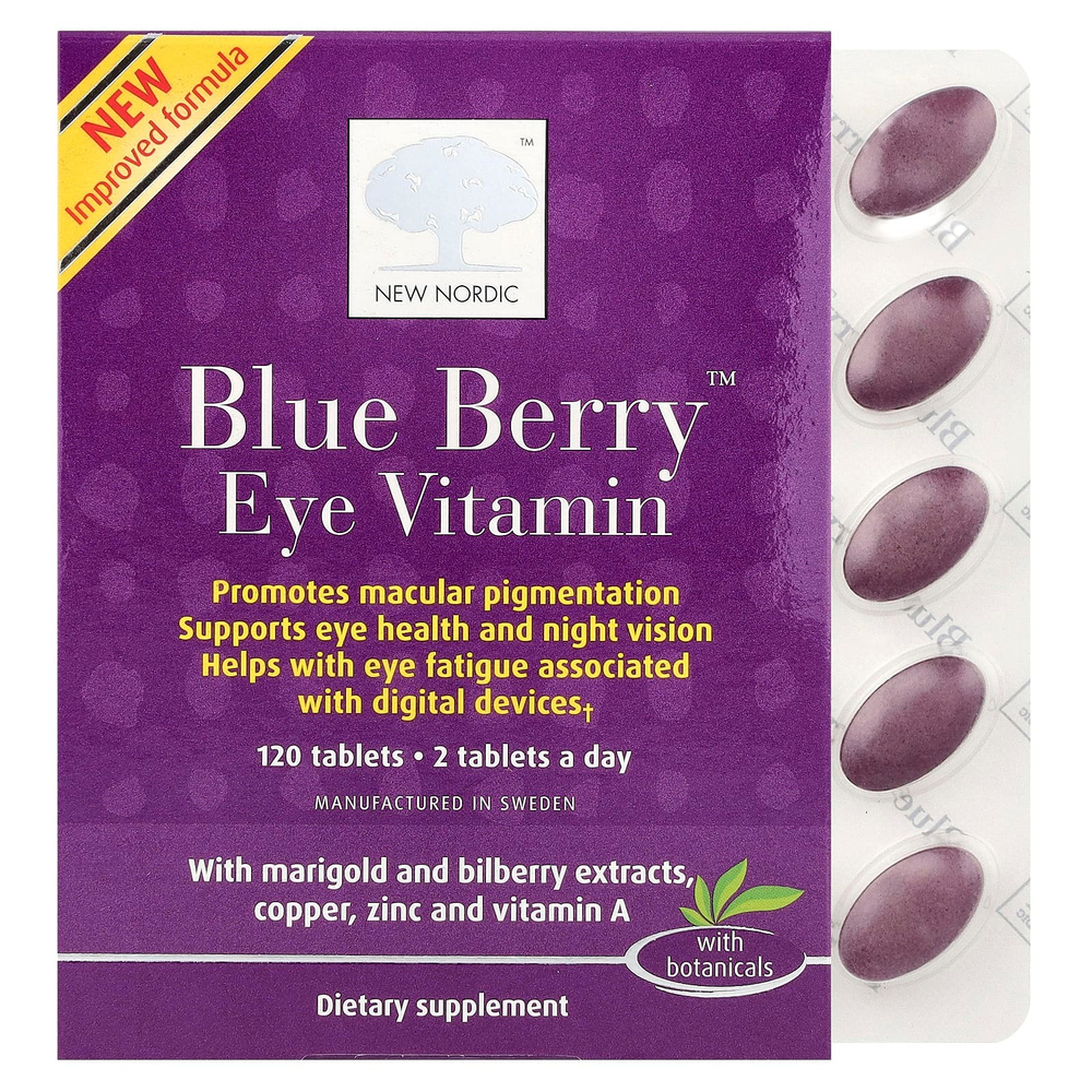 New Nordic, Blue Berry ™, витамин для кожи вокруг глаз, 120 таблеток