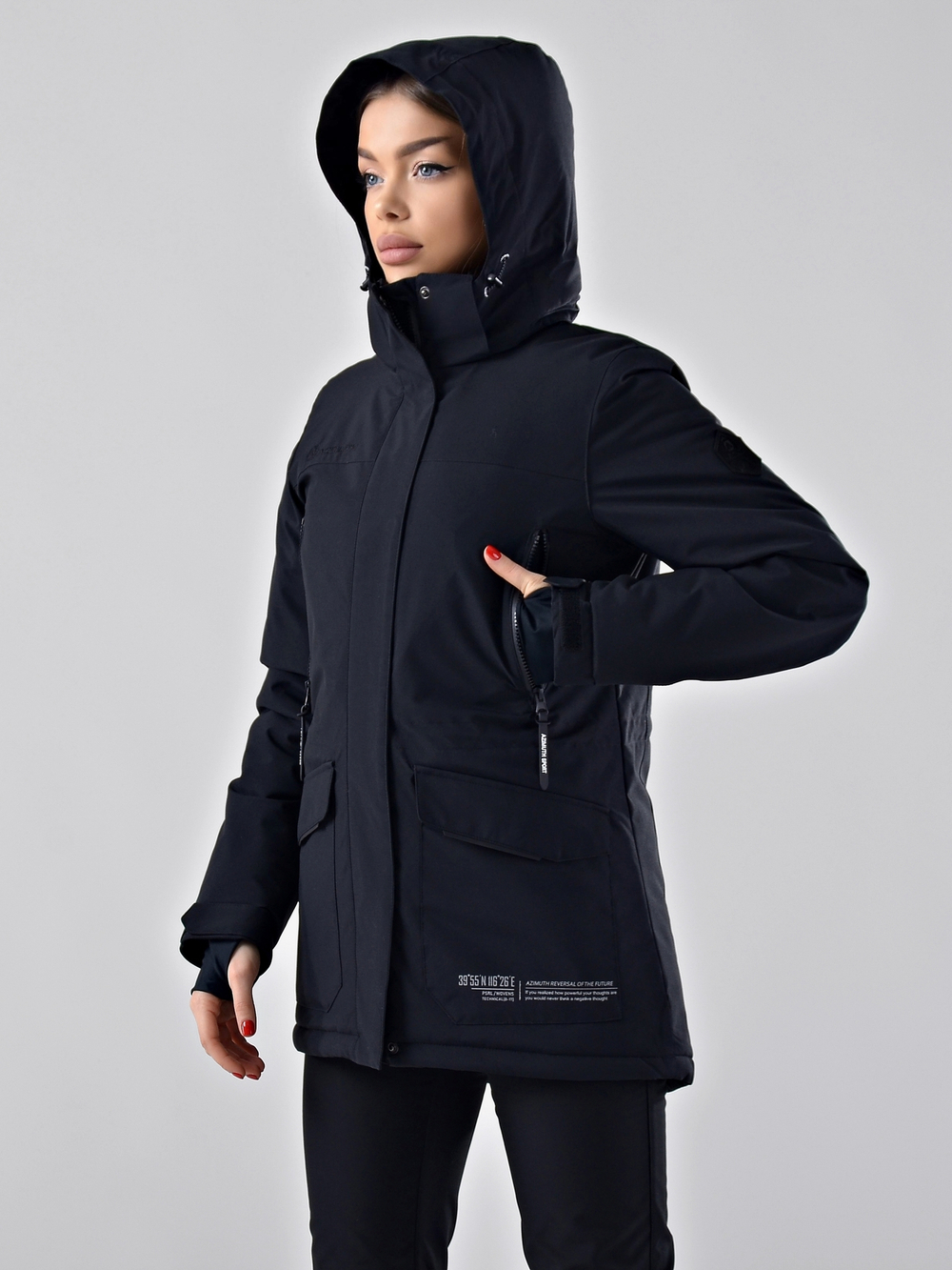 Женская удлиненная демисезонная куртка-парка  В 123/22923_130 Черный