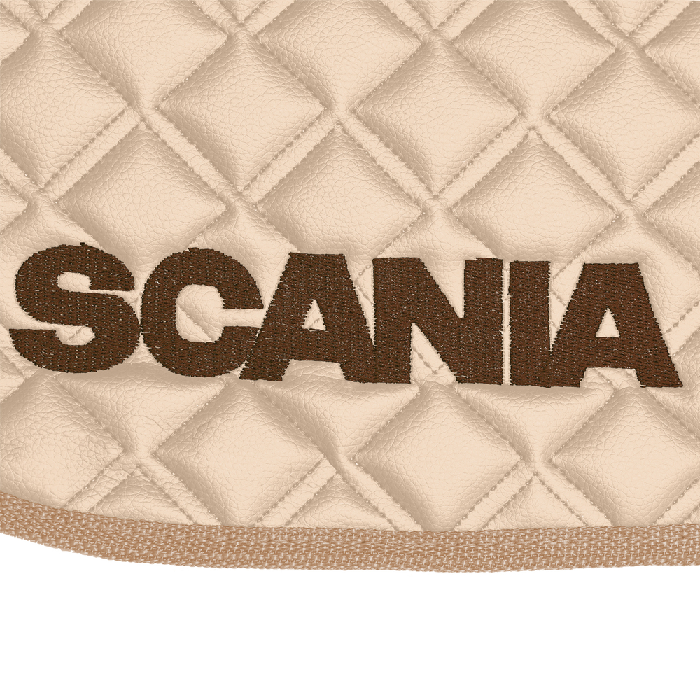 Ковры SCANIA 5 серии G (автомат), (экокожа, бежевый, бежевый кант, коричневая вышивка)