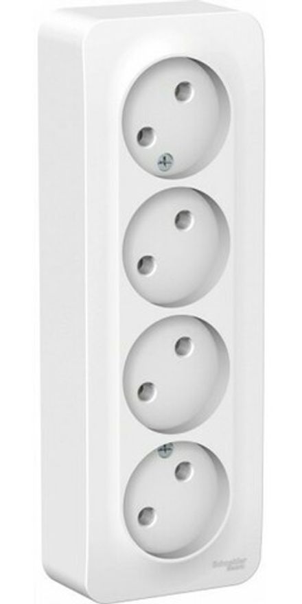 Розетка четырехместная Systeme Electric Blanca Бел наружная б/з без шторок с изол. пласт.16А