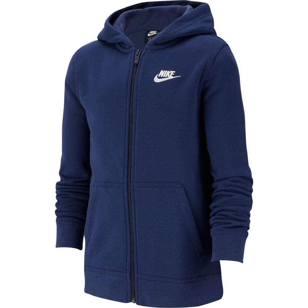 Детская теннисная толстовка Nike NSW Hoodie FZ Club B - midnight navy/midnight navy/white