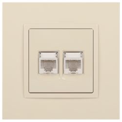 Розетка ЭРА Elegance 14-3108-02 информационная двойная 2хRJ45 IP20 слоновая кость | Elegance Слоновая кость