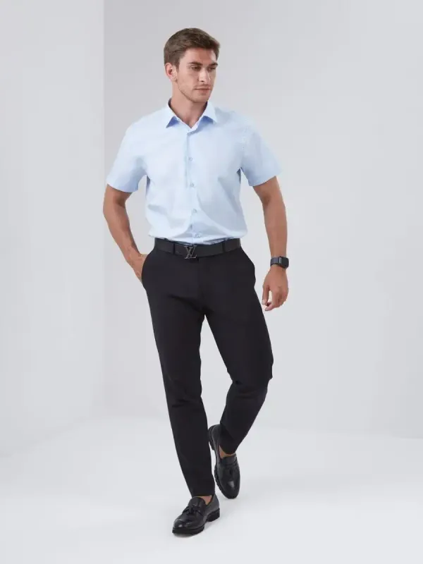 Рубашка приталенная SLIM FIT с коротким рукавом, голубая