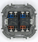 Переключатель 2х-клавишный с подсветкой 10A 250В алюминий Inspiria Legrand