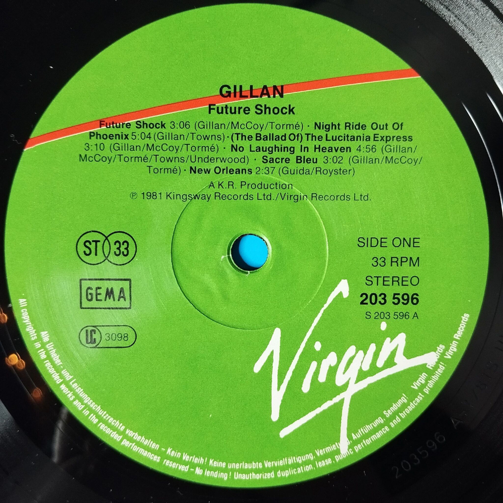 Винтажная виниловая пластинка LP Gillan Future Shock (Germany 1981)