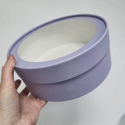 Коробка ТУБУС плотный с окном d=21 см h=8 см (Сиреневый)