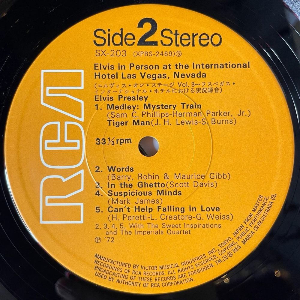 Винтажная виниловая пластинка LP Elvis Presley Элвис Пресли In Person At The International Hotel (Japan 1972) (Obi)