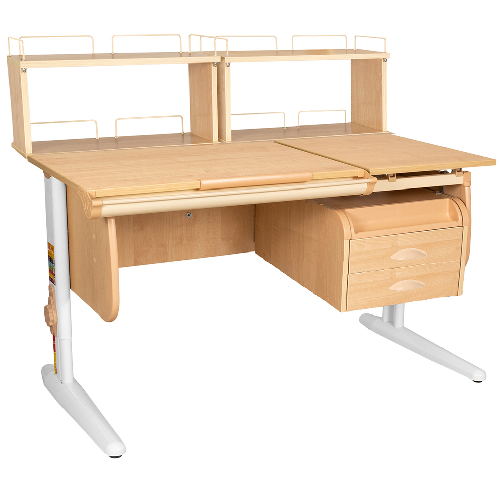 Растущая парта СУТ 25 с задними полками СУТ.15.240 и навесной тумбой (1200×880 мм)