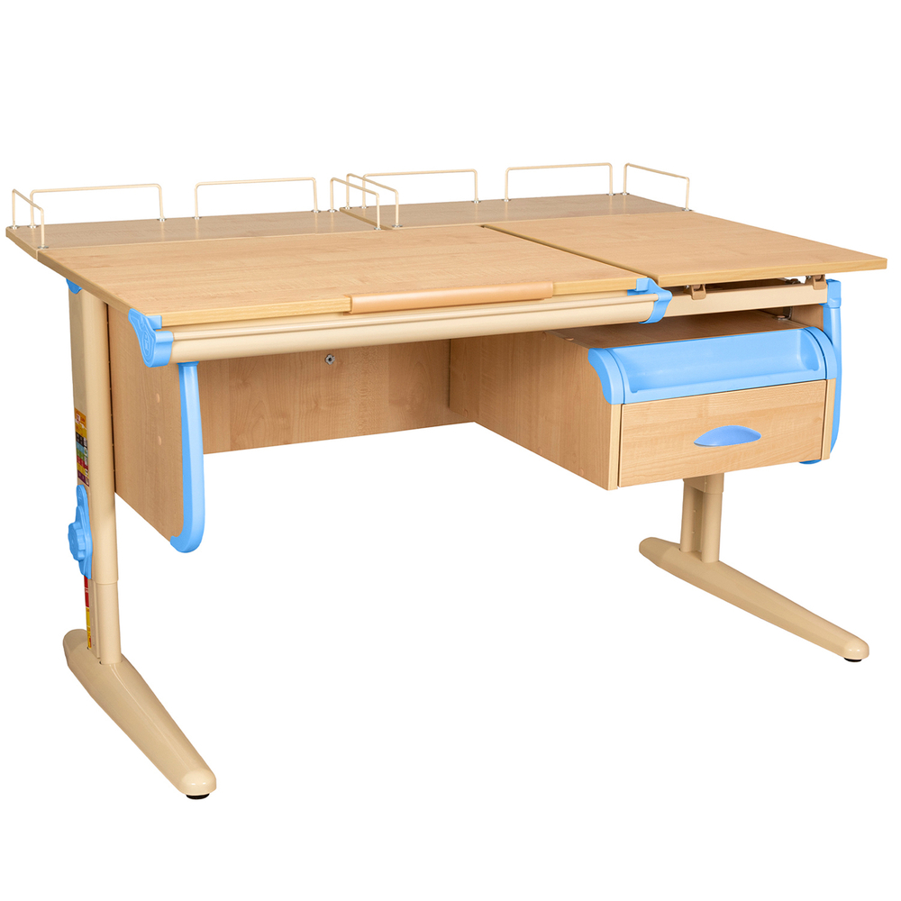 Растущая парта Дэми СУТ 25 с задними полками СУТ.15.210 и навесной тумбой (1200×880 мм)