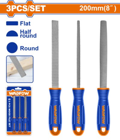 Набор рашпилей 200 мм, 3 шт (10/20) WADFOW WSF1403