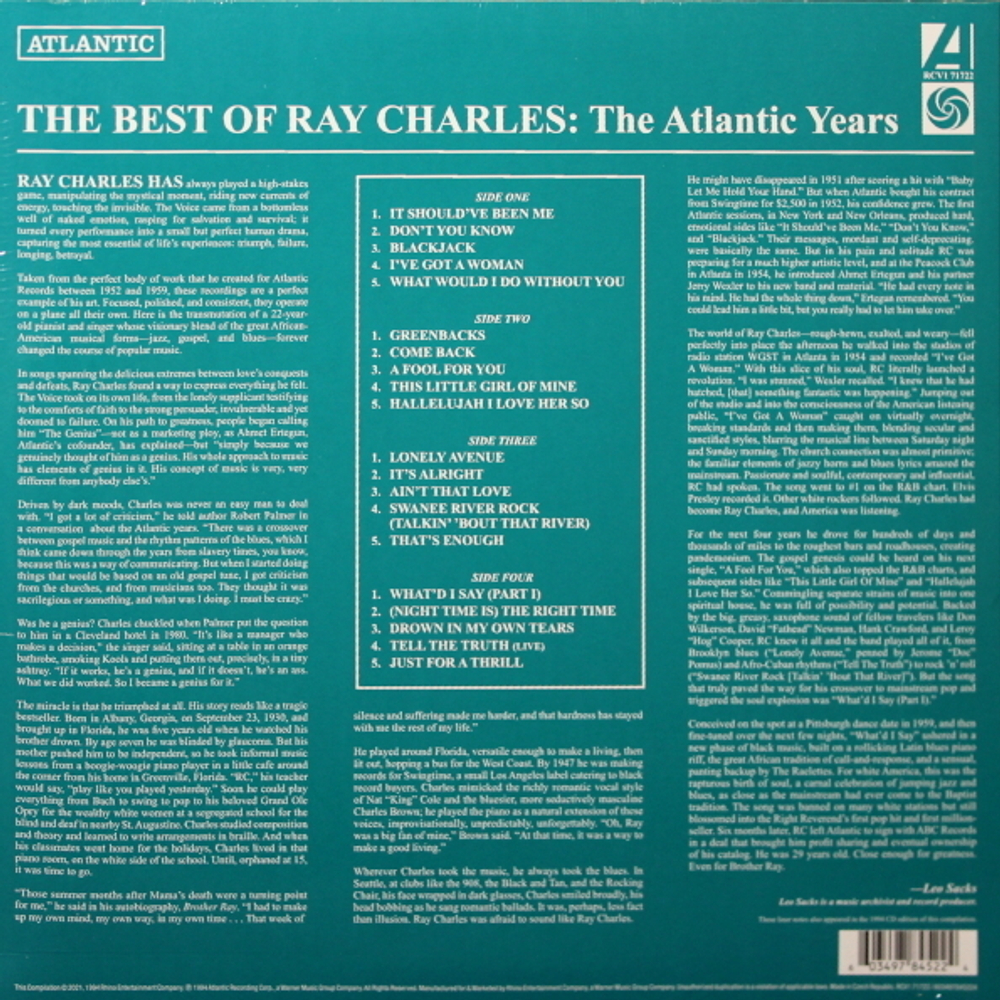 Ray Charles / The Best Of Ray Charles - The Atlantic Years (Limited Edition)(Coloured Vinyl)(2LP)