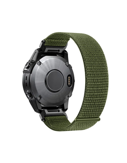 Ремешок TacFit 26 мм. для Garmin Fenix 7x / 6x / 5x / 3, Enduro 2 / Tactix 7, Tactix Delta нейлоновый быстросъемный на липучках (Зеленый Хаки)