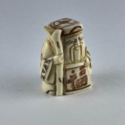 Статуэтка нэцкэ Дзюродзин с табличкой иероглиф счастье