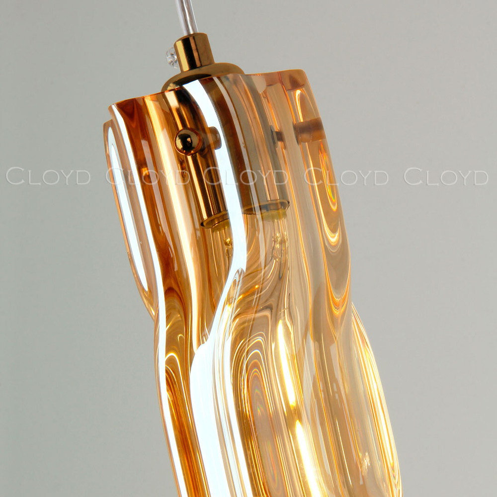 Подвесной светильник Cloyd ICEBERG-A P1 / Ø8 см - латунь - янтарное стекло (арт.11642)