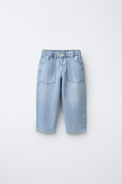 ZARA ДЖИНСЫ BAGGY FLUIDO, ГОЛУБОЙ